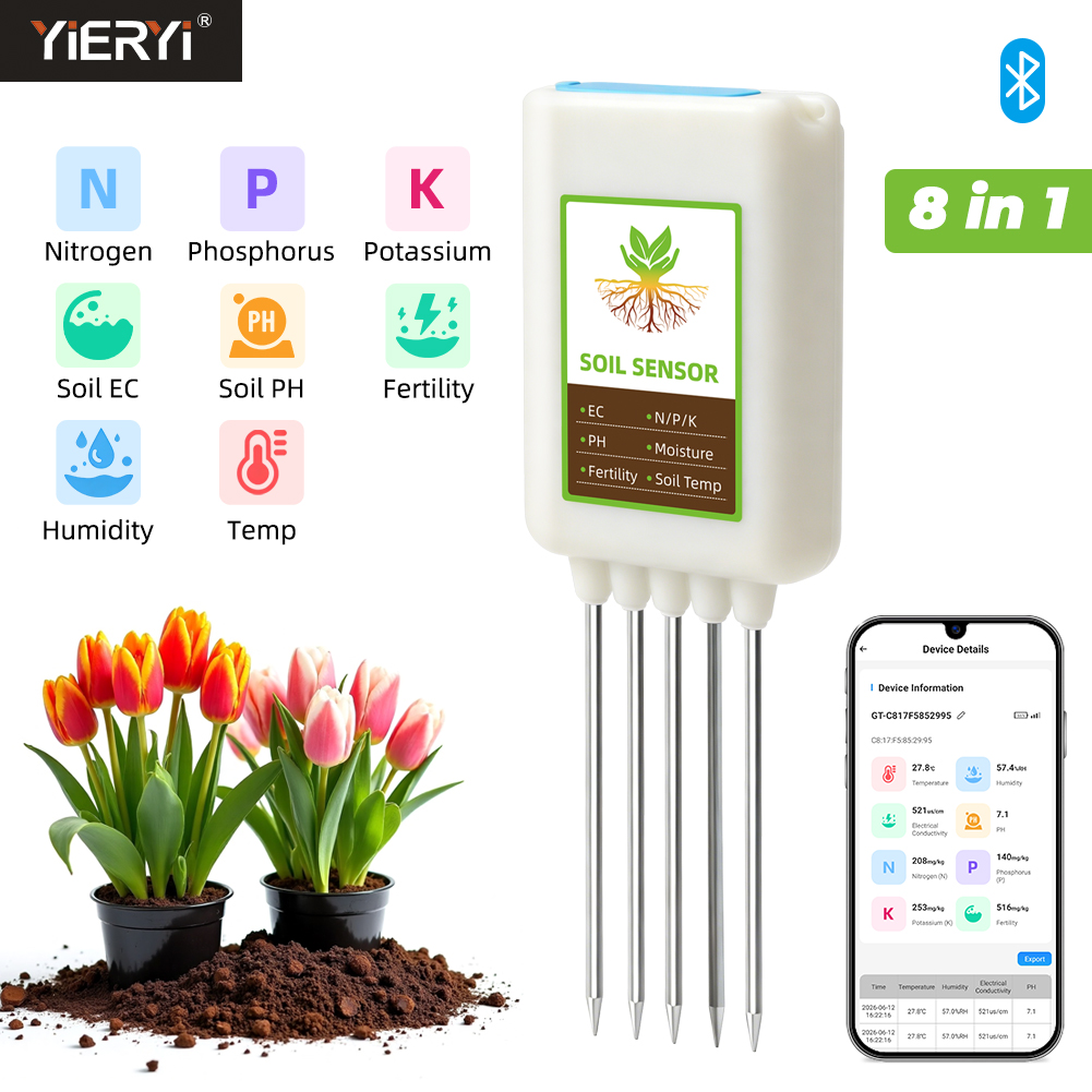 Ph Ec Meter Hydroponic - Yieryi Bluetooth 8 w 1 Tester