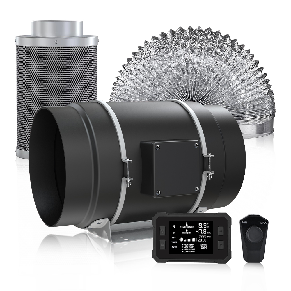 Inline Duct Fan 8 Inch - Inteligentne sterowanie za pomocą aplikacji, cichy,