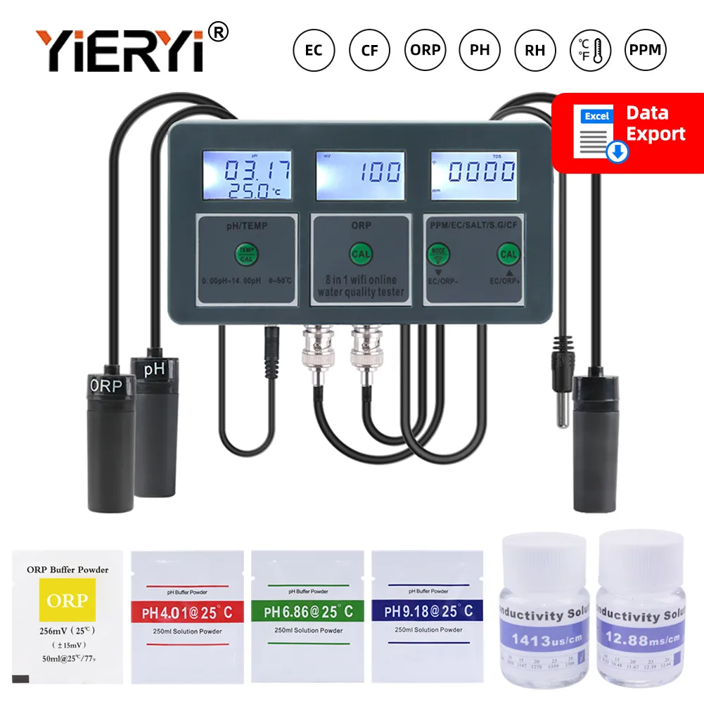Yieryi WiFi Tuya Smart 8 w 1 P – Ph Ec Meter Hydroponic recenzja i cena